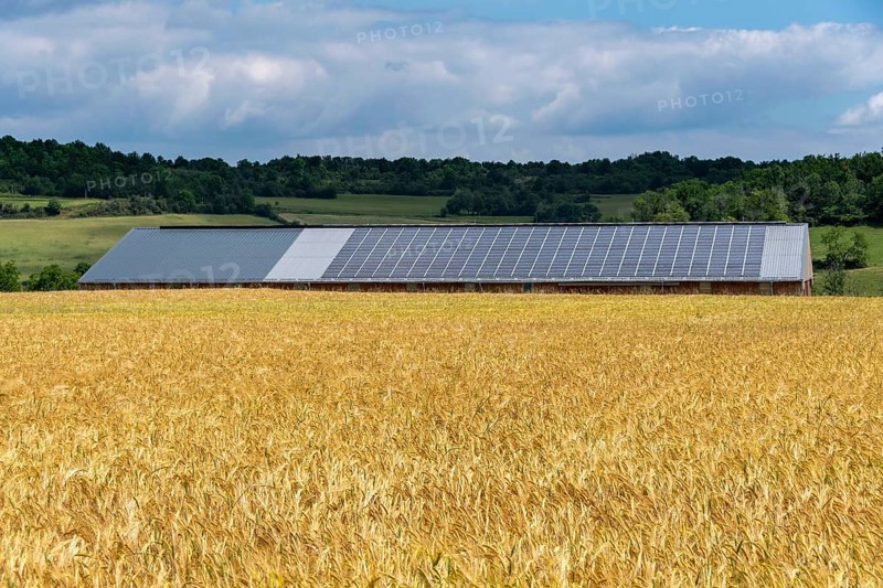 Solar panels on a roof in the Limagne plain