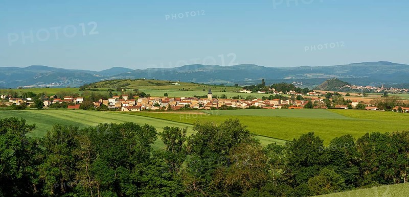 View of the village of lamontgie in Limagne plain