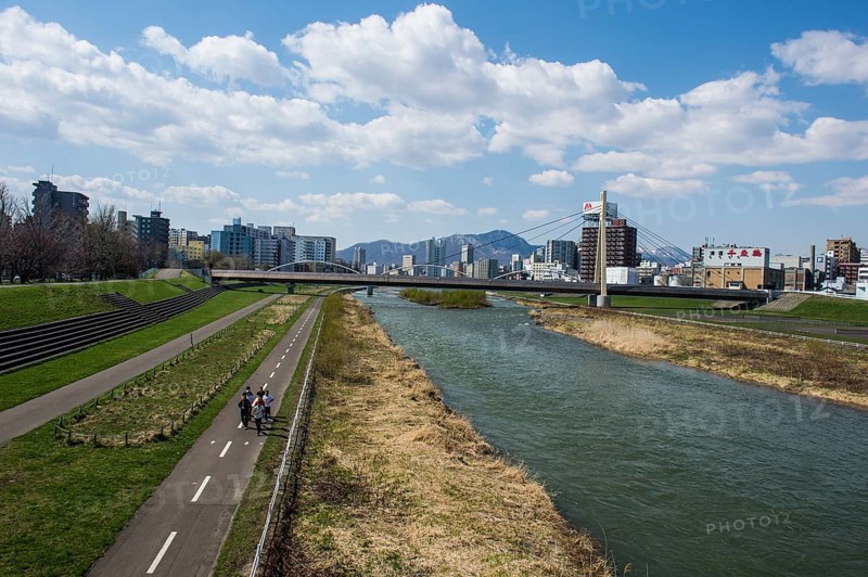 Ishikari river flowing through Sapporo