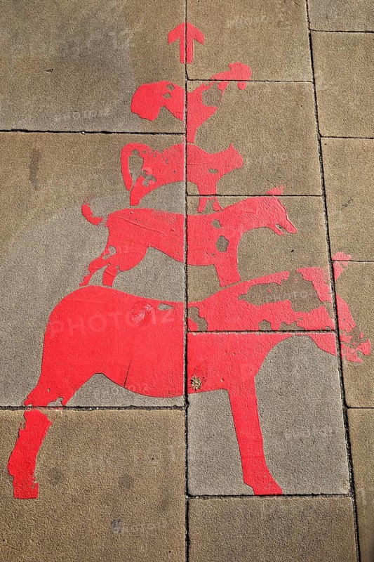 Notice on the pavement to the Bremen Town Musicians