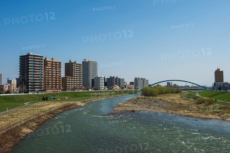 Ishikari river flowing through Sapporo