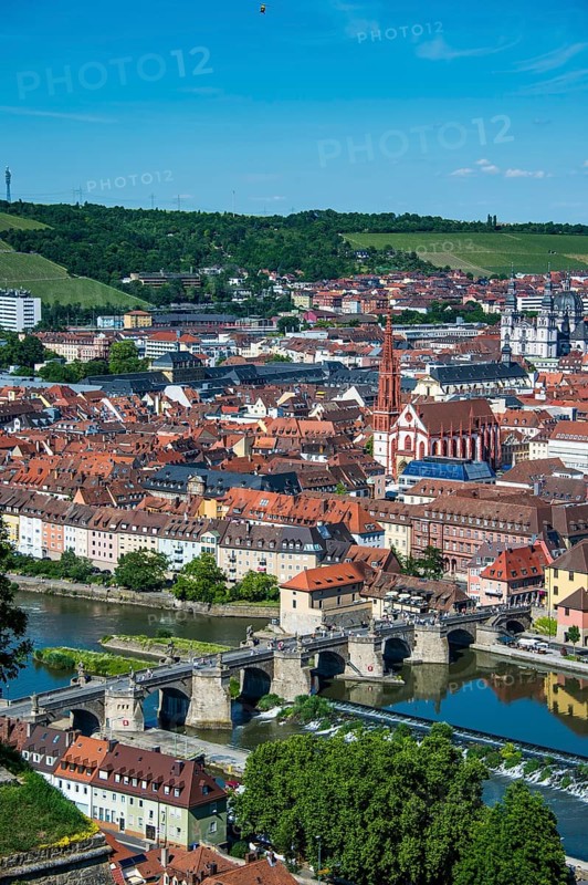 Overlook over Wuerzburg from Fortress Marienberg