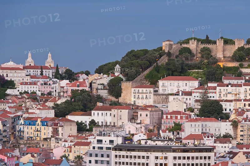 View from Miradouro de Sao Pedro de Alcantara over Lisbon with Igreja de Sao Vicente de Fora