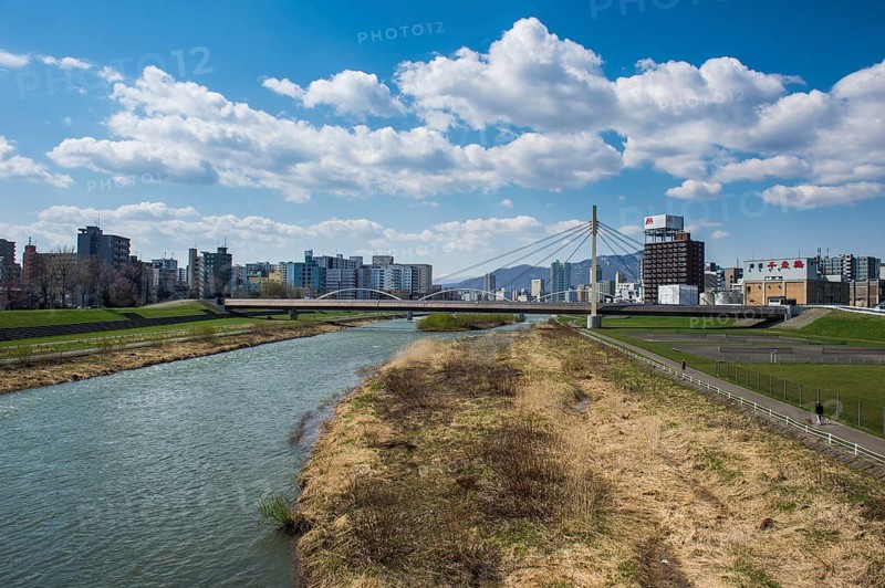 Ishikari river flowing through Sapporo