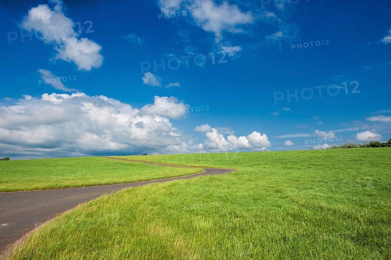 Paved bicycle path along the dike at the Wurster North Sea coast between Dorum-Neufeld and Wremen