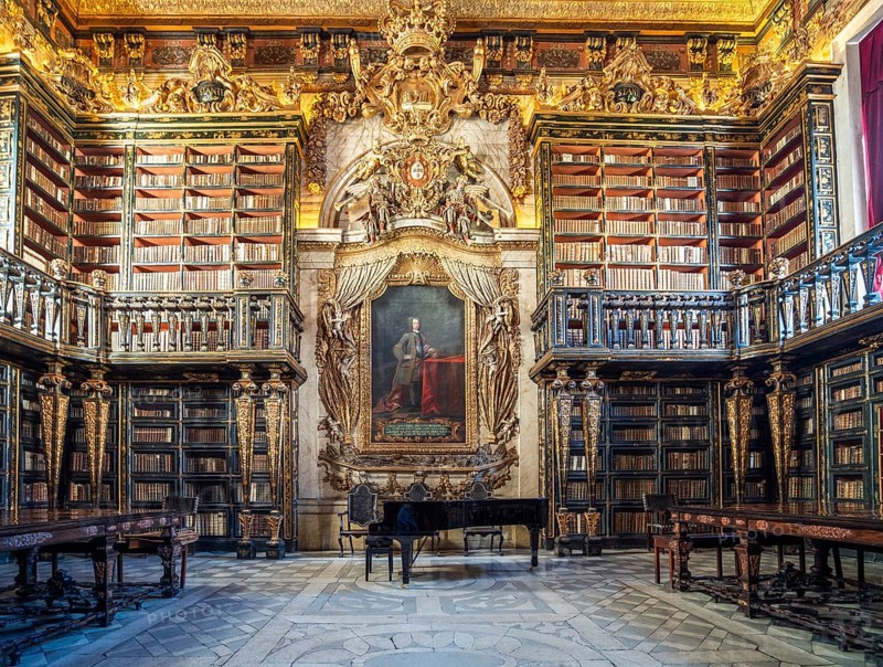 Interior of library in historic University of Coimbra