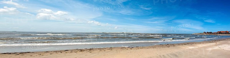 Panoramic view of the sandy beach at the harbour of the island Baltrum