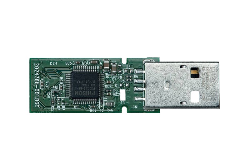 Assembled printed circuit board in a USB stick