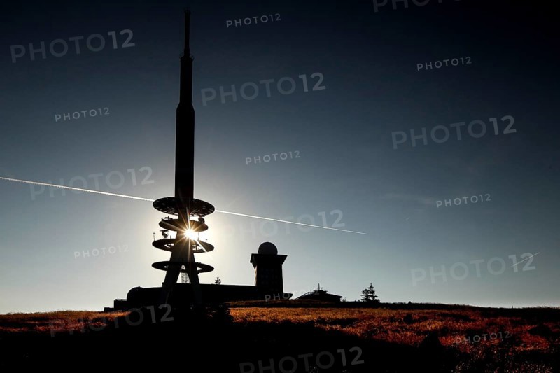 Former military facilities on the Brocken in the sunset