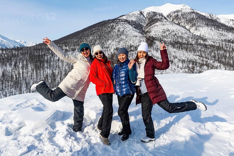 Local Yakutian girls posing