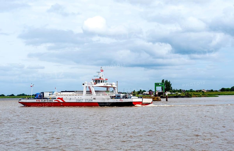 Ferry boat of the ferry line Wischhafen (Lower Saxony) -Glueckstadt (Schleswig-Holstein)