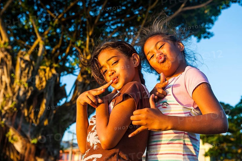 Young girls posing as western actors