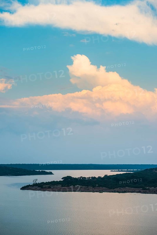 Kazinga channel linking lake george and lake Edward at sunset