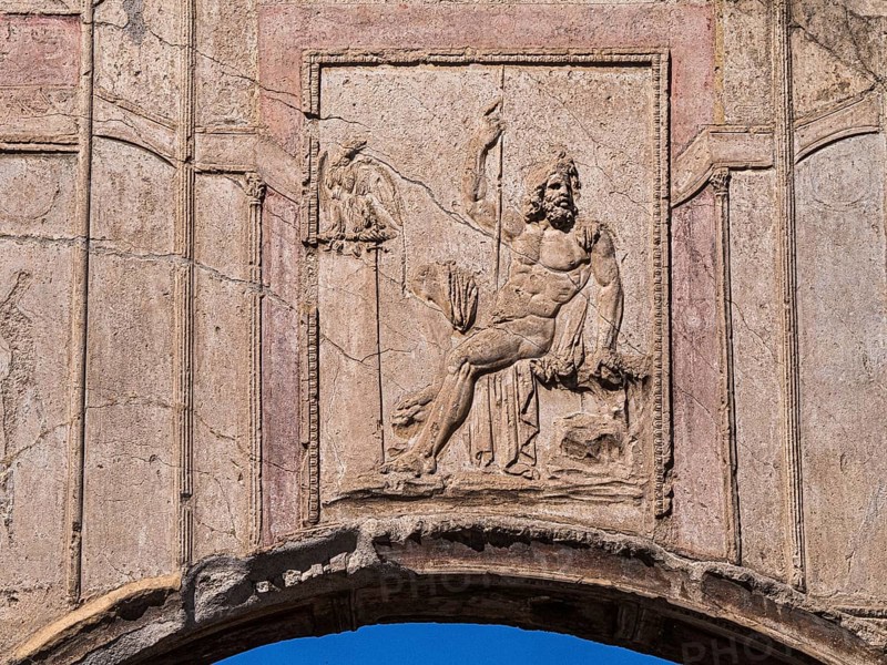 Ancient Roman relief in the thermal complexes of the Stabian Baths or Stabian Thermae