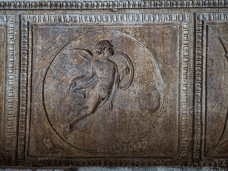 Ancient Roman relief in the thermal complexes of the Stabian Baths or Stabian Thermae