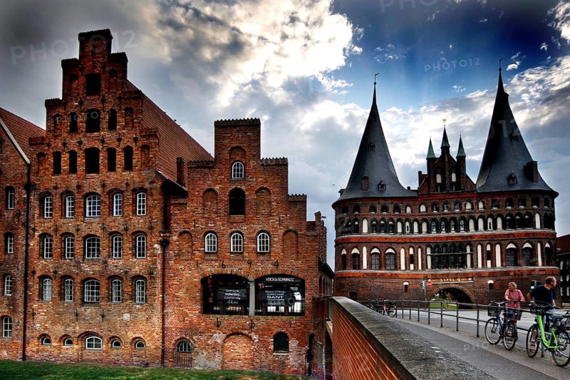 Brick Gothic warehouses on the Trave