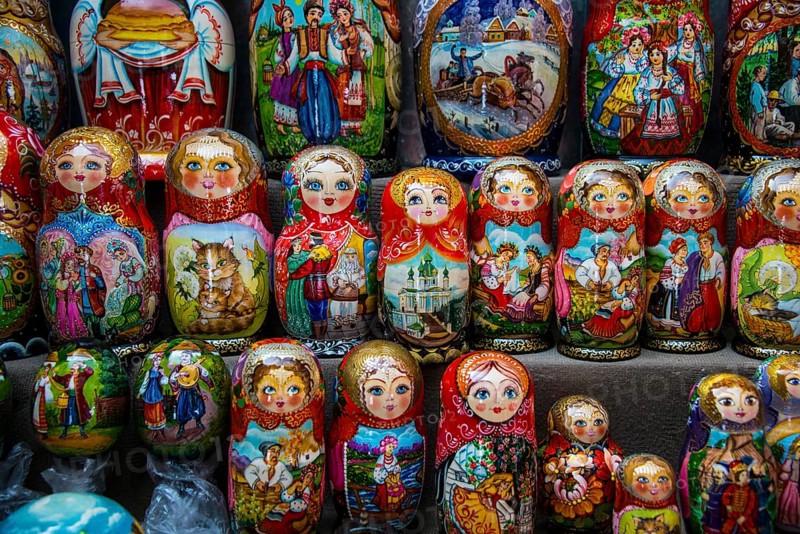 Russian dolls for sale as souvenir in Kiev or Kyiv capital of the Ukraine