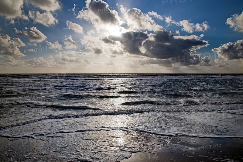North Sea with outgoing waves in backlight