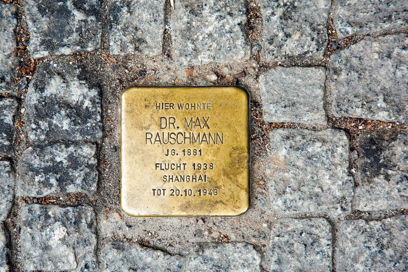 Stumbling stone in memory of Dr. Max Rauschmann