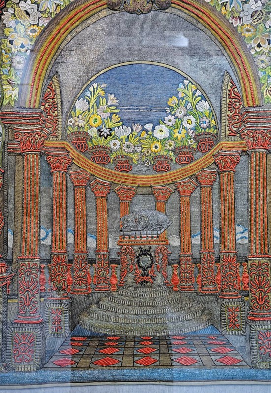 Altar carpet set with precious coral (Corallium rubrum)