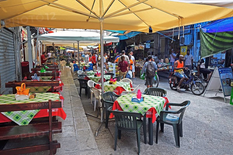 Typical market stalls in narrow alleys