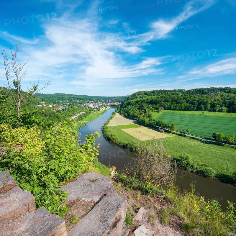 View from the Hannoversche Klippen on the Weser towards Bad Karlshafen