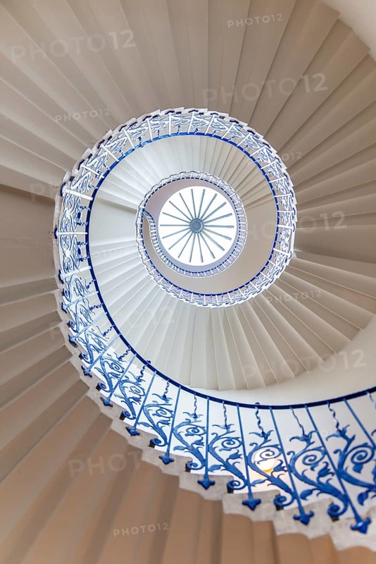 Spiral Staircase with Blue Railing