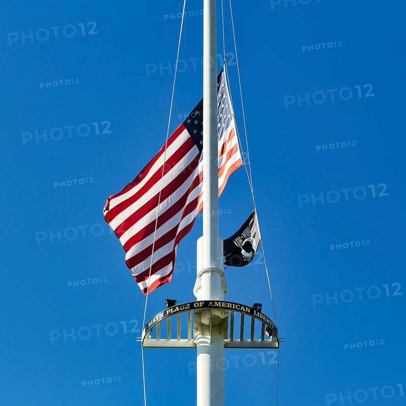 Flagpole with inscription Birth Place of American Liberty