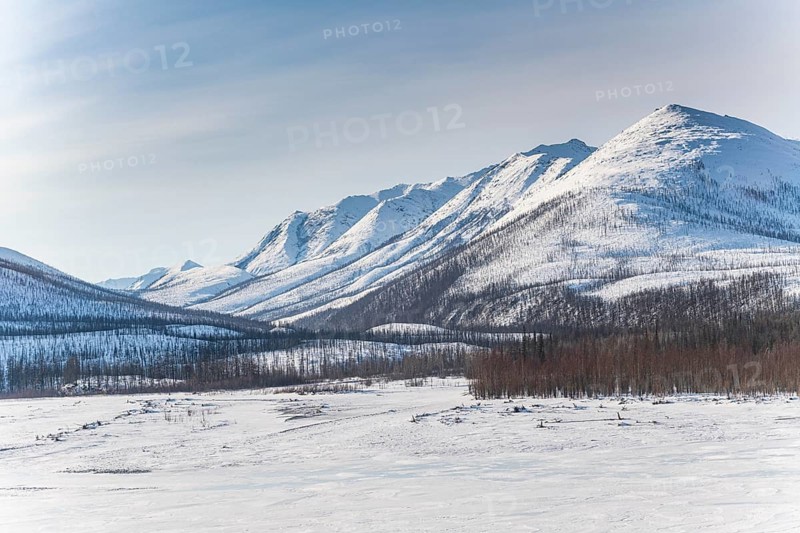 Snow covered Suntar-Khayata mountain Range