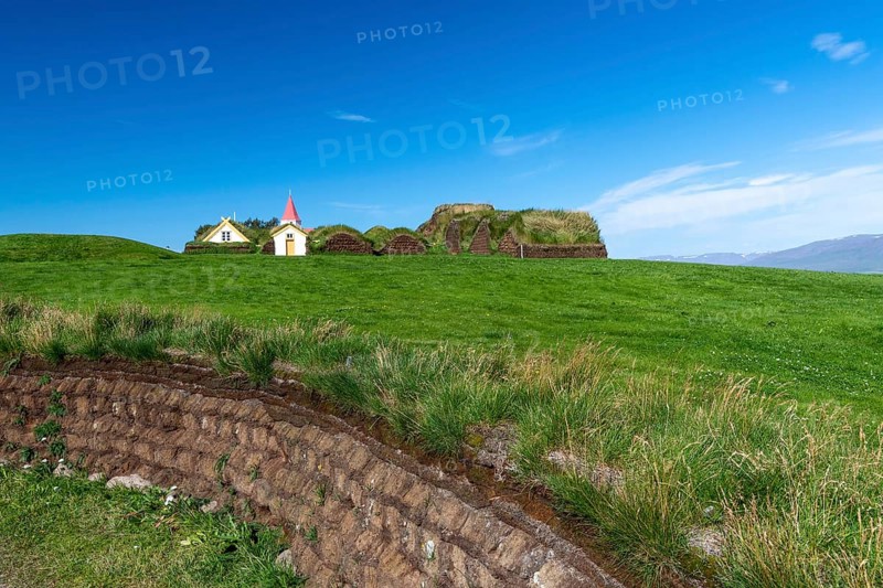 Church and peat farmstead or peat museum Glaumbaer or Glaumbaer