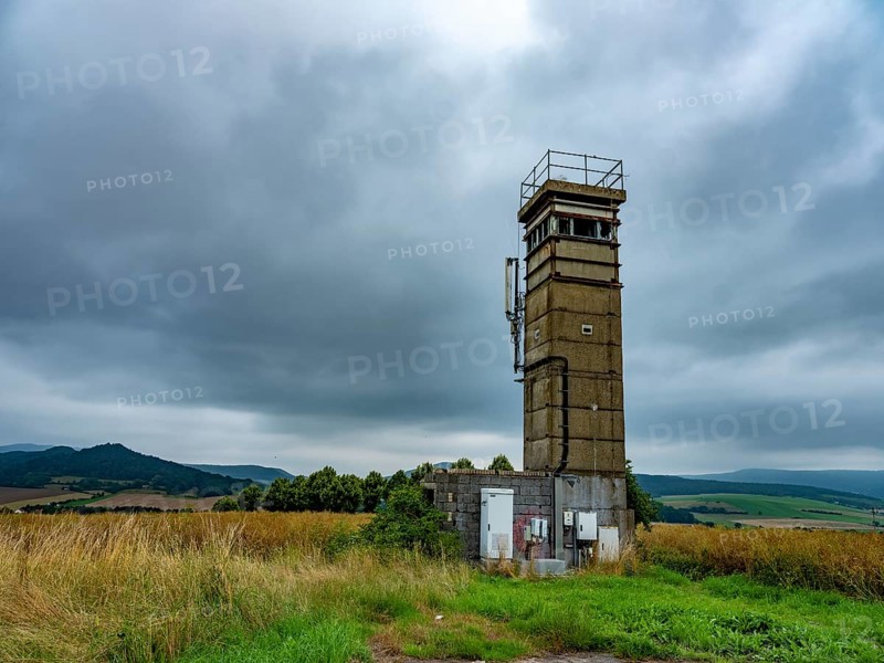 Former GDR watchtower at the border between Thuringia and Hesse
