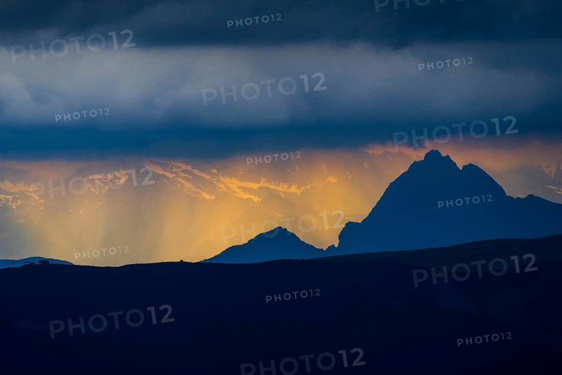 Light atmosphere after a thunderstorm with view of the peaks of the Roteck (3.337 mtr./left) and the Hochwilde (3.602 mtr./right)
