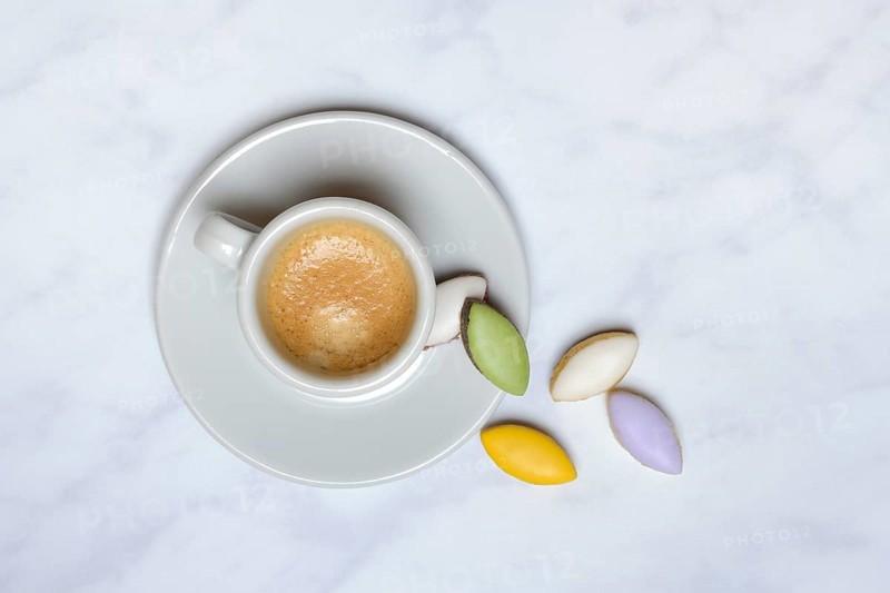 Calisson d'Aix and cup of coffee