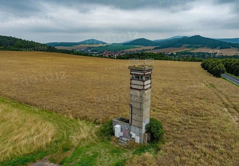 Former GDR watchtower at the border between Thuringia and Hesse