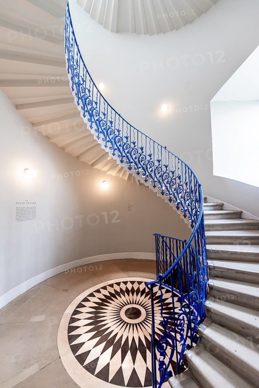 Spiral Staircase with Blue Railing