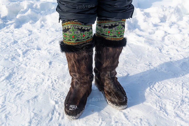 Traditional fur shoes