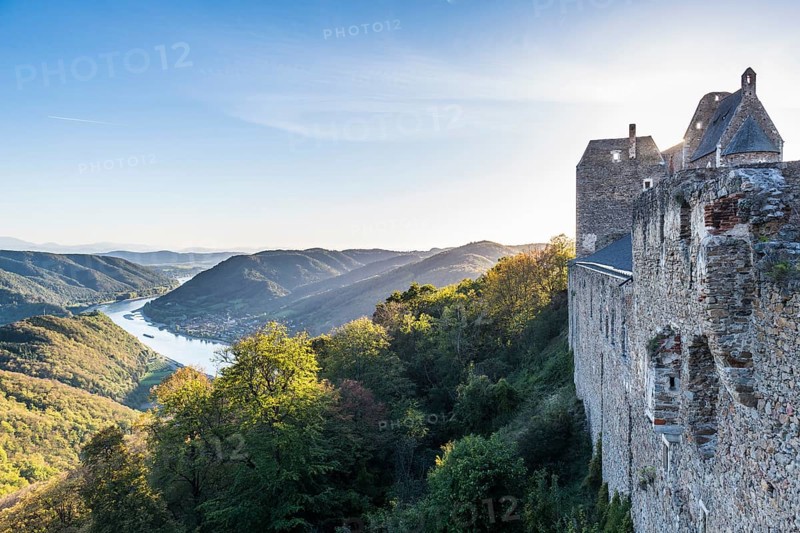 Overlook from Aggstein castle over the Danube. Wachau