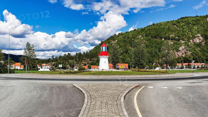 Model of the lighthouse Lindesnes Fyr in a roundabout