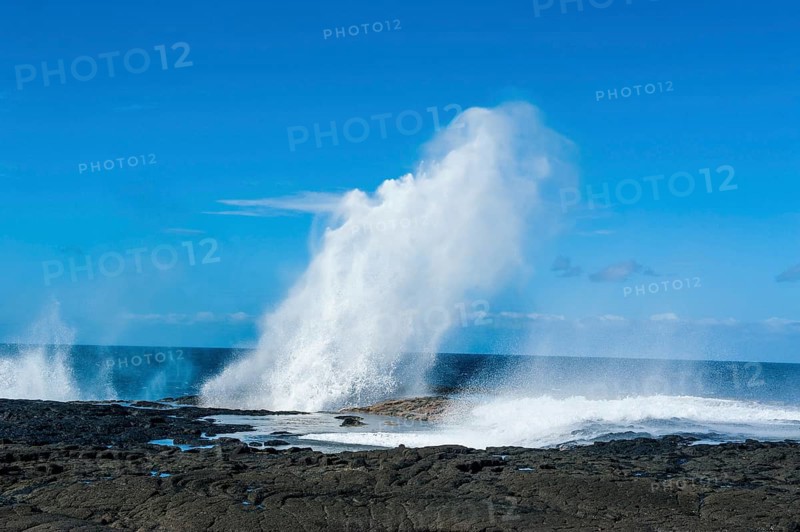 Water blowing through the Alofaaga blowholes on the south of SavaiÂ´i