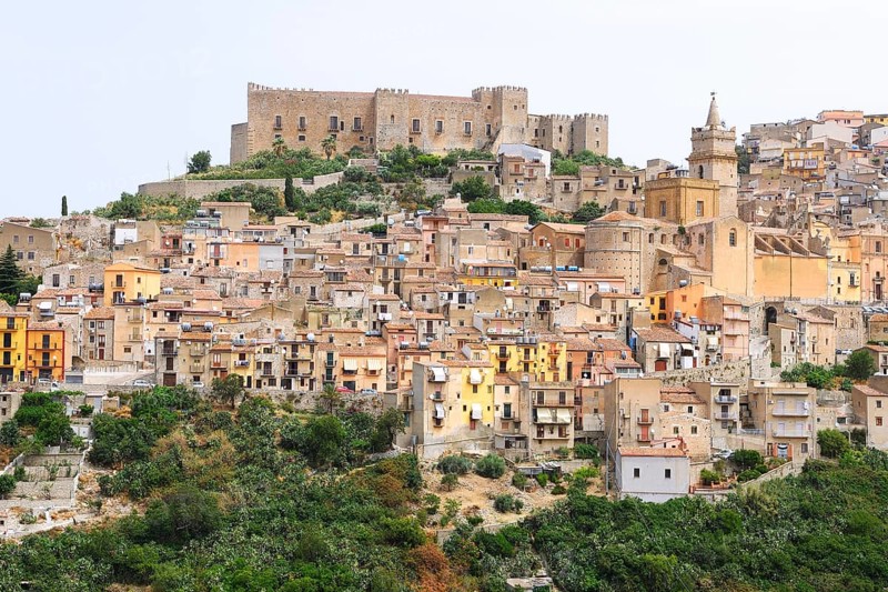 View of the mountain village of Caccamo