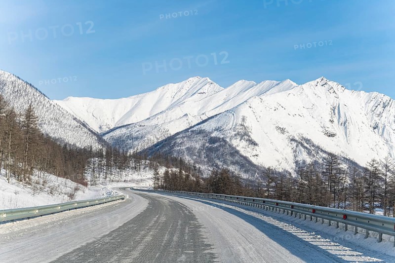 Snow covered Suntar-Khayata mountain Range