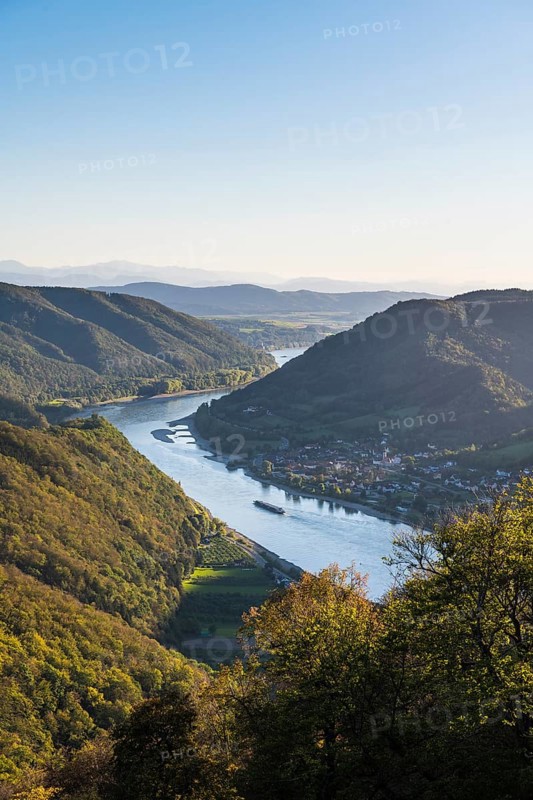 Overlook from Aggstein castle over the Danube. Wachau