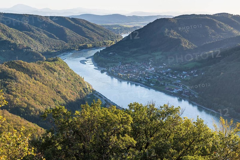Overlook from Aggstein castle over the Danube. Wachau