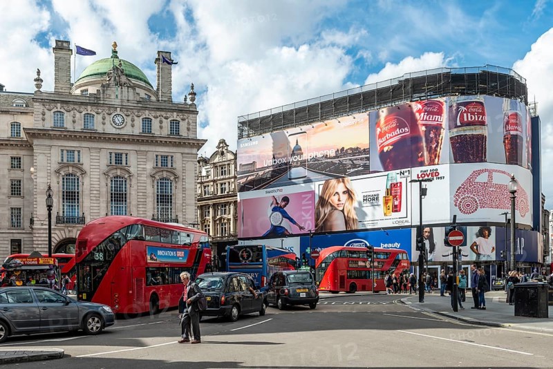 Building with advertising banners