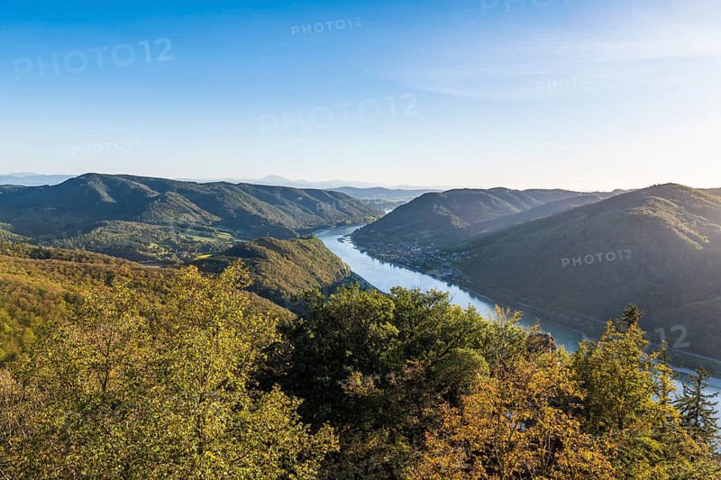 Overlook from Aggstein castle over the Danube. Wachau