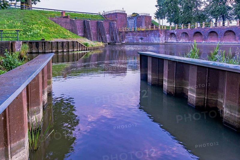 Lock on the Nogat river in the village of Biala Gora