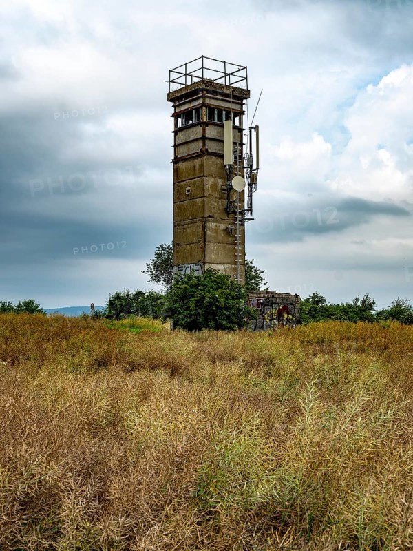 Former GDR watchtower at the border between Thuringia and Hesse