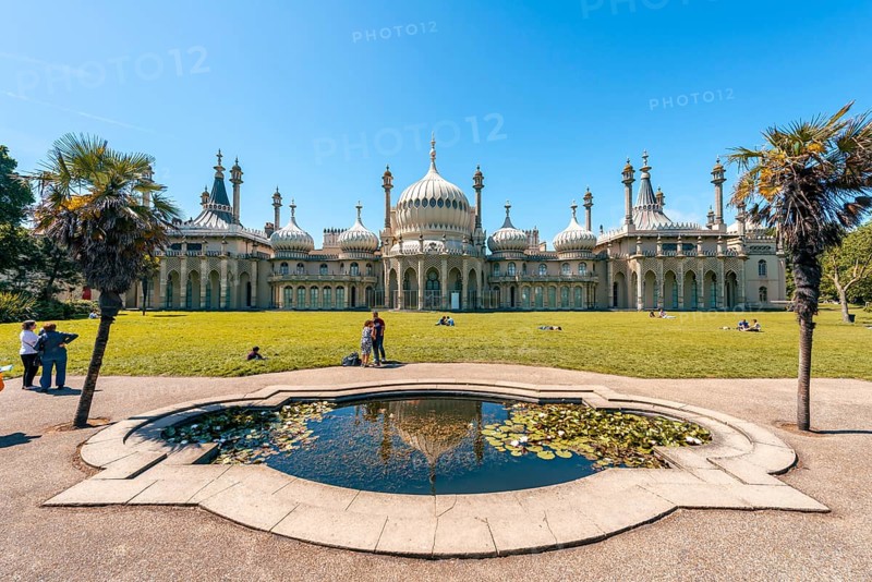 Pond with water lilies in front of Royal Pavilion Palace