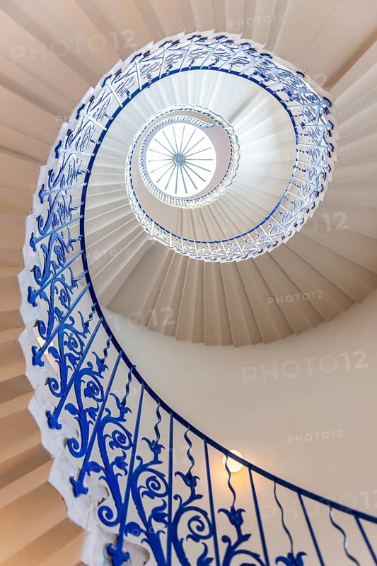 Spiral Staircase with Blue Railing