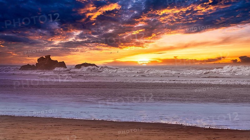 Dramatic sunset on the beach
